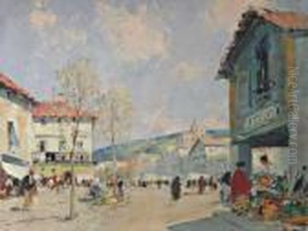 Scene De Rue Orientale Oil Painting by Paul Emile Lecomte