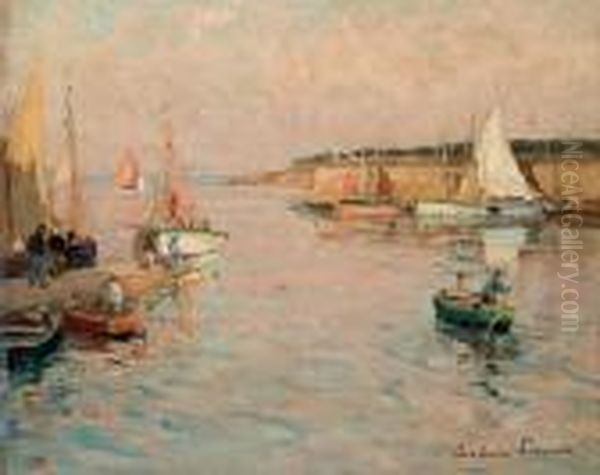 L'entree D'un Port En Bretagne Oil Painting by Paul Emile Lecomte