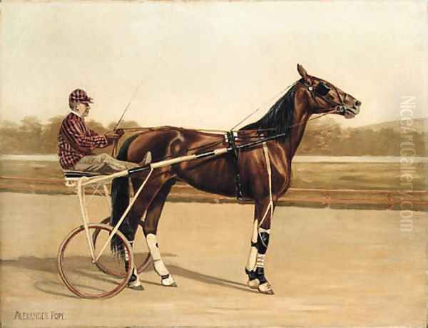 Major Delmar, a Trotter, on a racecourse Oil Painting by Alexander Pope