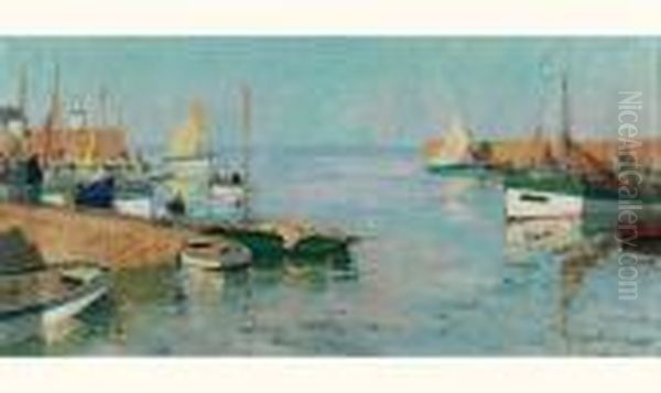 Port De Peche, L'ile D'yeu Oil Painting by Paul Emile Lecomte