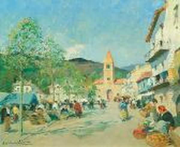 Market Day Oil Painting by Paul Emile Lecomte