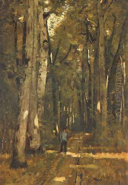 In the Forest of Fontainebleau 1876 Oil Painting by Laszlo Paal