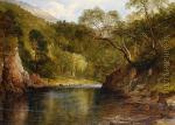 Salmon Fishing On The River Awe Oil Painting by Frederick Richard Lee