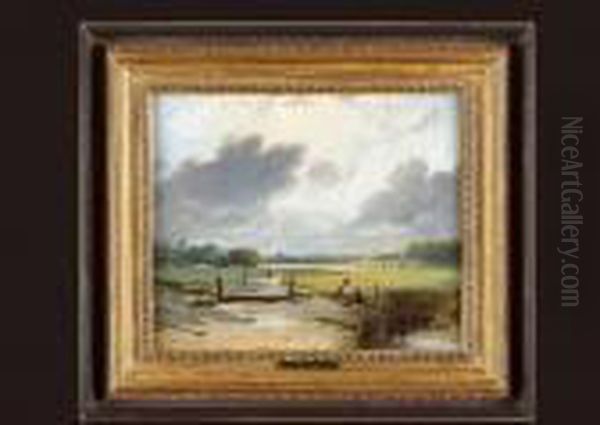 Fishing At The Pond Oil Painting by Frederick Richard Lee