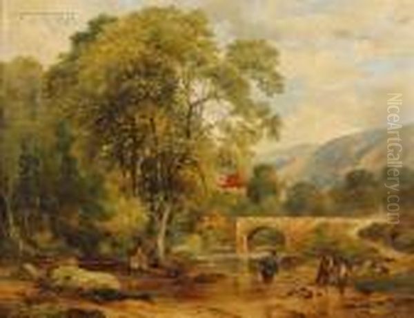 Naperly Bridge, Yorkshire Oil Painting by Frederick Richard Lee