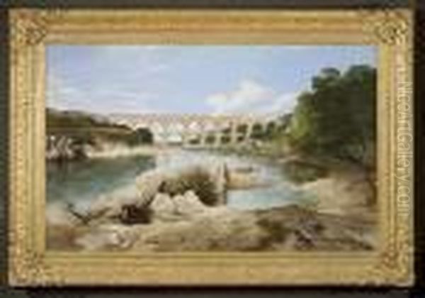 The Pont Du Gard Built By The Romans To Supply Nimes With Water Oil Painting by Frederick Richard Lee