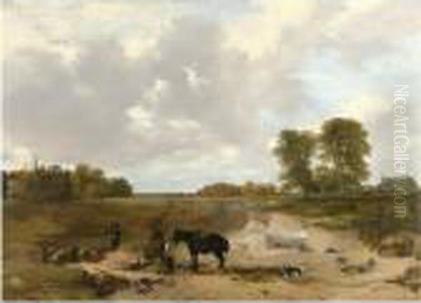 Hare Coursing, The Day's Bag Oil Painting by Frederick Richard Lee