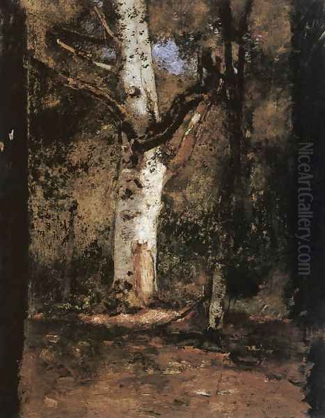 Study of a Tree c. 1876 Oil Painting by Laszlo Paal