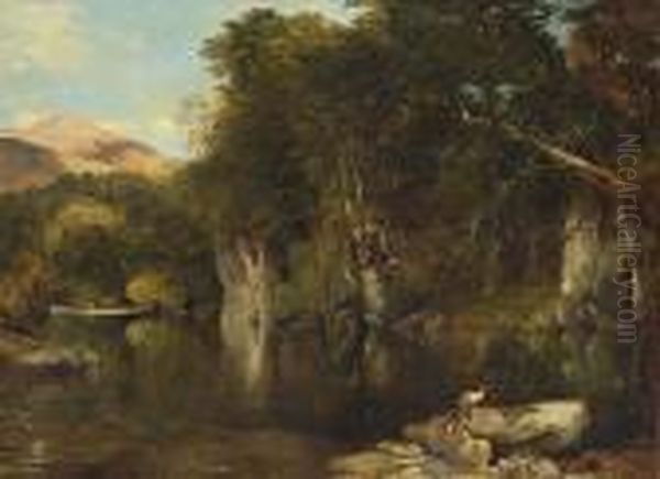 The Poacher - A Scene On A Highland River Oil Painting by Frederick Richard Lee