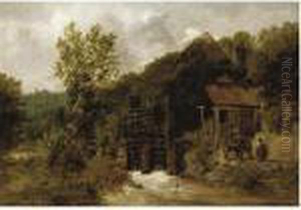 The Old Mill In Devon Oil Painting by Frederick Richard Lee