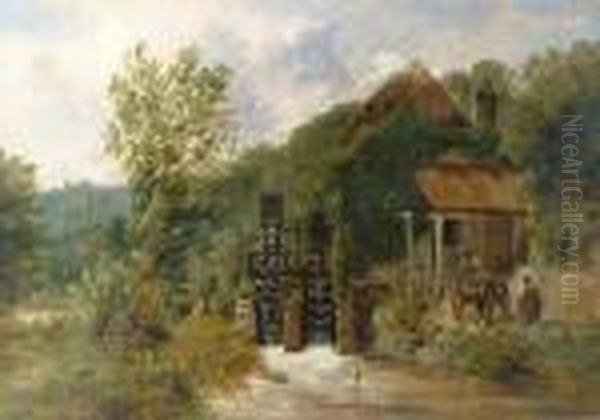 The Old Mill, Devon Oil Painting by Frederick Richard Lee