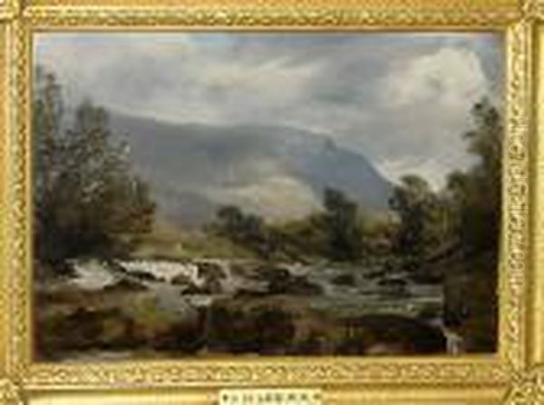 'the Pass Of Aber Glasyn, Aber 
Valley, North Wales', Bears Signature 'f.r. Lee R.a.' And Titled Verso Oil Painting by Frederick Richard Lee