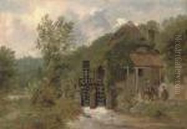 The Old Watermill Oil Painting by Frederick Richard Lee