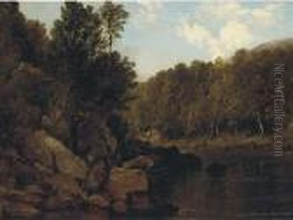 A Tranquil Stretch Of The River Oil Painting by Frederick Richard Lee