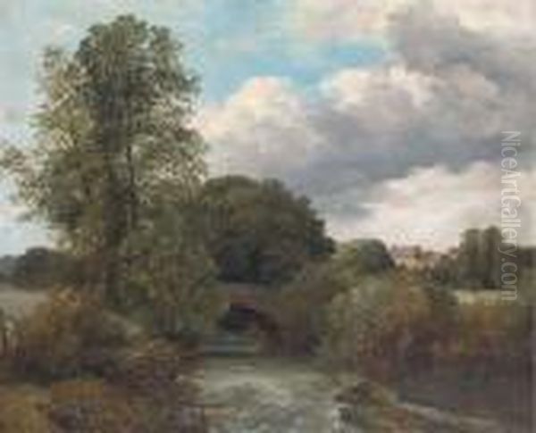 A Trout Stream Oil Painting by Frederick Richard Lee