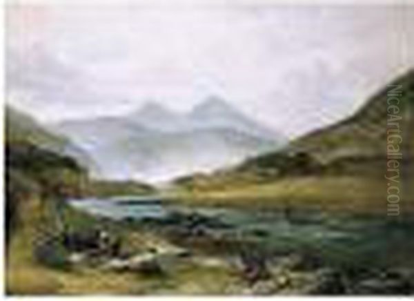 View Of Benmore Looking Up Glen Dochart Oil Painting by Frederick Richard Lee