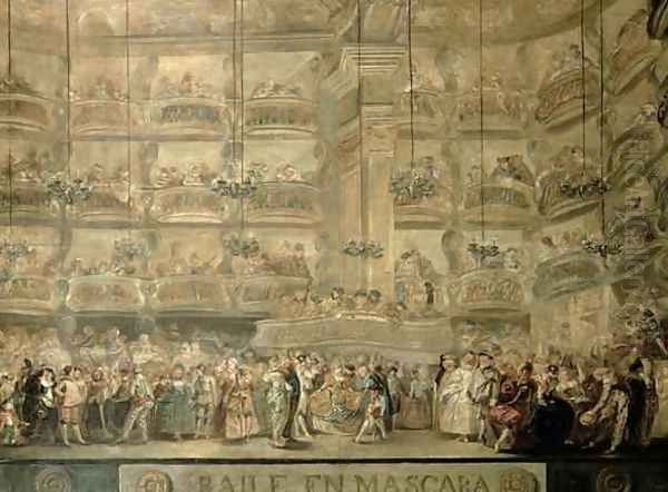 The Masked Ball, c.1767 Oil Painting by Luis Paret Y Alcazar