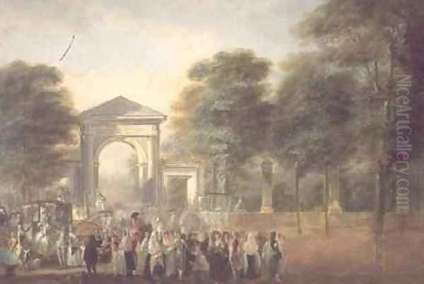 Promenade at the entrance of the Botanical Garden Oil Painting by Luis Paret Y Alcazar