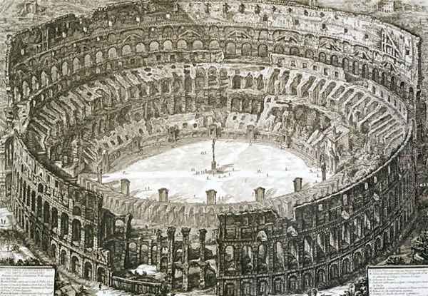 Aerial view of the Colosseum in Rome from Views of Rome, first published in 1756, printed Paris 1800 Oil Painting by Giovanni Battista Piranesi