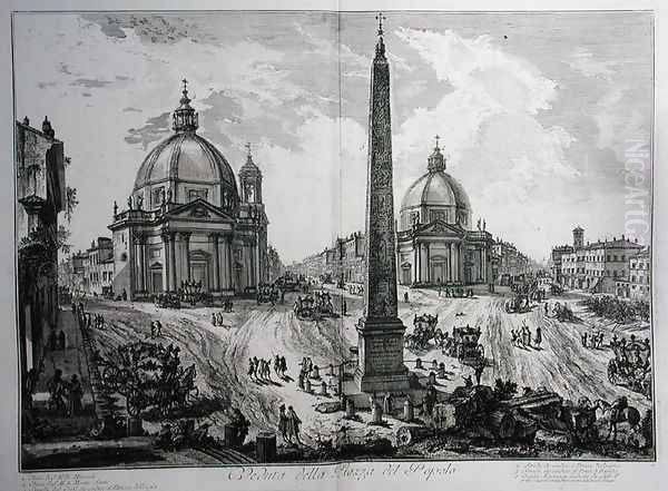 Piazza del Popolo, from Le Antichita Romane de G.B. Piranesi 1756, published in Paris, 1835 Oil Painting by Giovanni Battista Piranesi