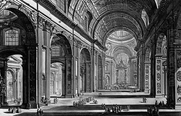 Interior of St Peter's, Rome Oil Painting by Giovanni Battista Piranesi