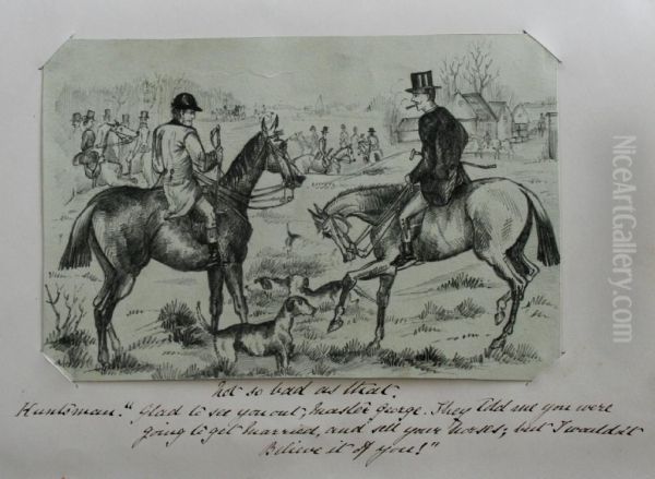 An Album Of Hunting Sketches Oil Painting by John Leech