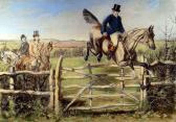 Three Hunting Scenes Oil Painting by John Leech