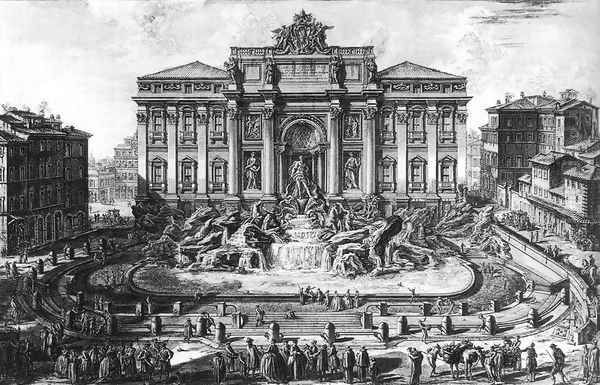 The Trevi Fountain in Rome 1773 Oil Painting by Giovanni Battista Piranesi