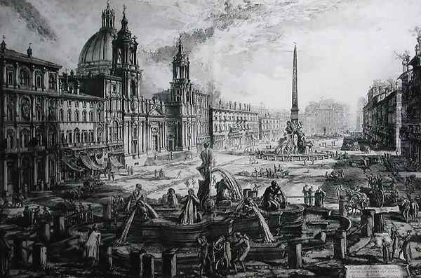 The Piazza Navona, from Le Antichita Romane de G.B. Piranesi 1756, published Paris 1835 Oil Painting by Giovanni Battista Piranesi