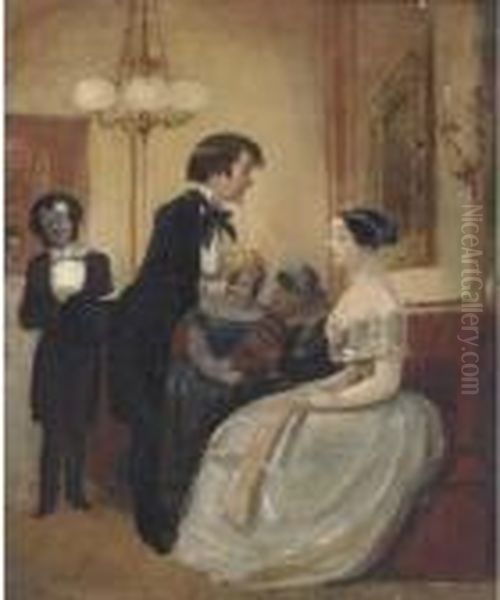 Partners At A Ball Oil Painting by John Leech