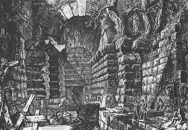 Inspector Visiting the Sluice Gates of Albano Oil Painting by Giovanni Battista Piranesi