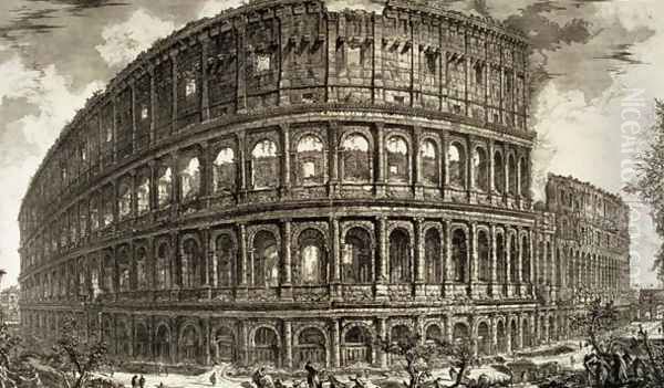 Plate XCVII-VIII View of the Flavian Amphitheatre, known as the Colosseum from Vedute, first published in 1756, pub. by E and F.N. Spon Ltd., 1900 Oil Painting by Giovanni Battista Piranesi