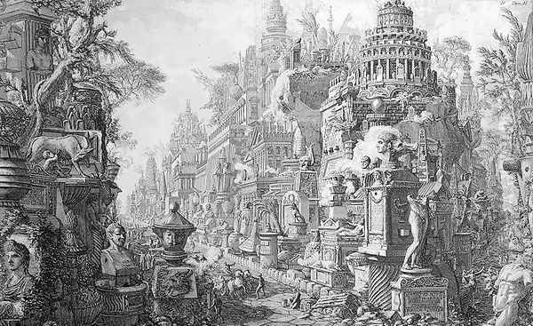 Allegorical Frontispiece of Rome and its history, from 'Le Antichita Romane de G.B. Piranesi 1756, published in Paris, 1835 Oil Painting by Giovanni Battista Piranesi