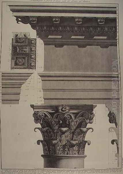 Plate XC-I Large scale Illustration of a detail of the Portico of the Pantheon from Vedute, first published in 1756, pub. by E. and F.N Spon Ltd., 1900 Oil Painting by Giovanni Battista Piranesi