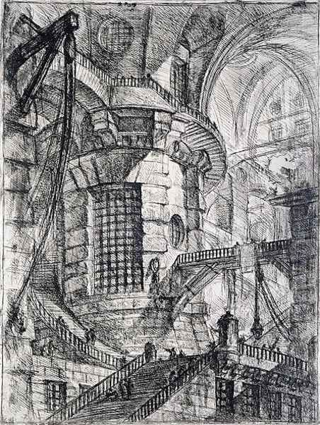 The Round Tower, plate III from Carceri dInvenzione, c.1749 Oil Painting by Giovanni Battista Piranesi