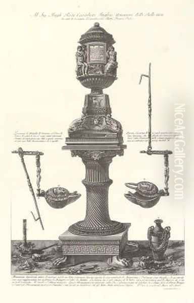 A Collection of Urns and others from Vasi, Candelabri, Cippi, Sarcofagi, Tripodi, Lucerne Oil Painting by Giovanni Battista Piranesi