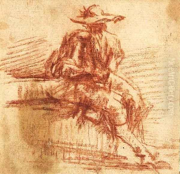 A seated Man Oil Painting by Giovanni Battista Piranesi