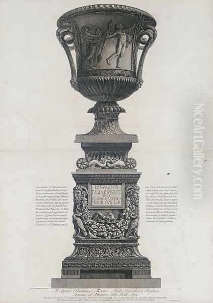 Marble vase with frieze of fauns from the Pantanello Oil Painting by Giovanni Battista Piranesi