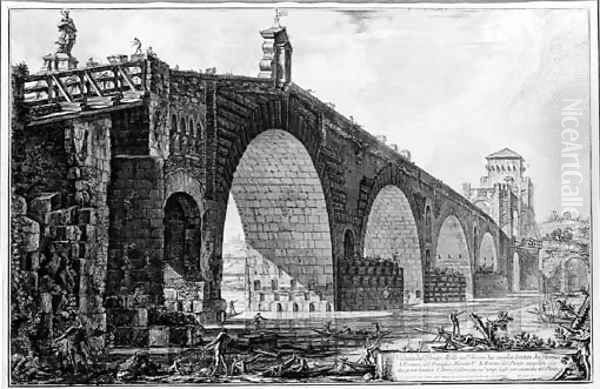 The Ponte Molle, from Vedute di Roma Oil Painting by Giovanni Battista Piranesi