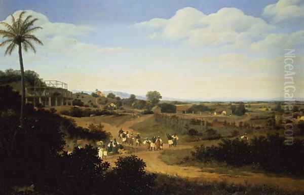 Panoramic View in Brazil Oil Painting by Frans Jansz. Post