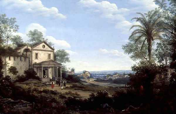 Brazilian Landscape, 1665 Oil Painting by Frans Jansz. Post