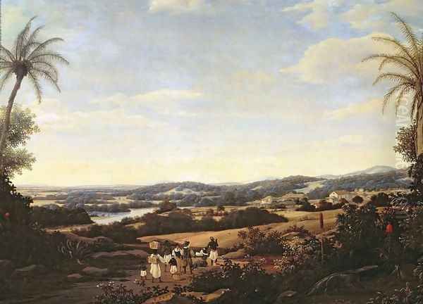 Brazilian Landscape with a Plantation Oil Painting by Frans Jansz. Post