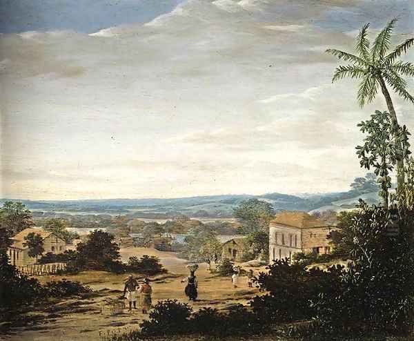 A Brazilian Landscape Oil Painting by Frans Jansz. Post