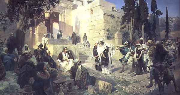 Christ and the Woman Taken in Adultery, 1888 Oil Painting by Vasily Polenov