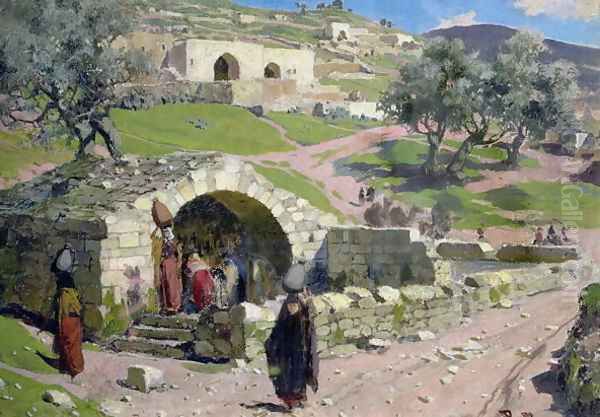 The Virgin Spring in Nazareth, 1882 Oil Painting by Vasily Polenov