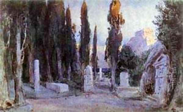 Cemetery Sketch For The Scenery 1897 Oil Painting by Vasily Polenov