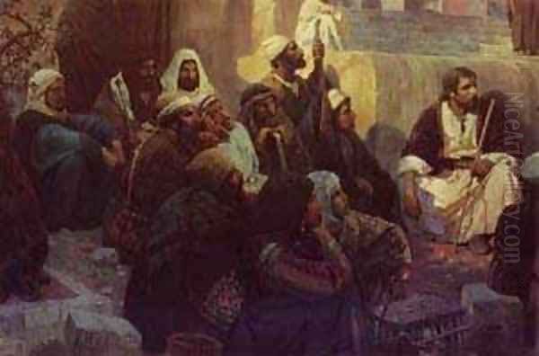 Christ And Woman Taken In Adultery (Detail) 1886-1887 Oil Painting by Vasily Polenov