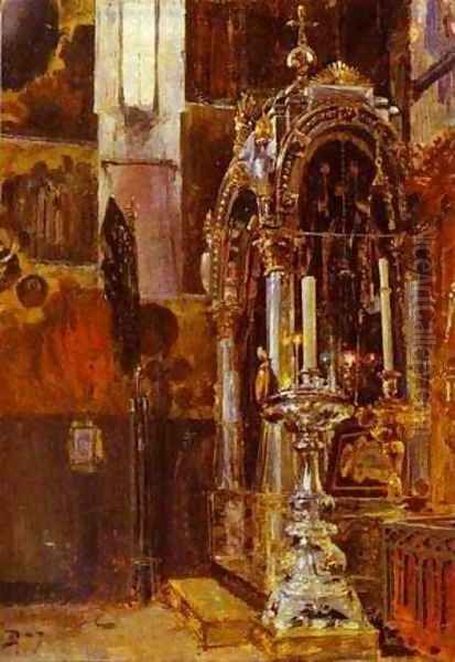 The Shrine Of The Metropolitan Iona In The Uspensky Cathedral 1877 Oil Painting by Vasily Polenov