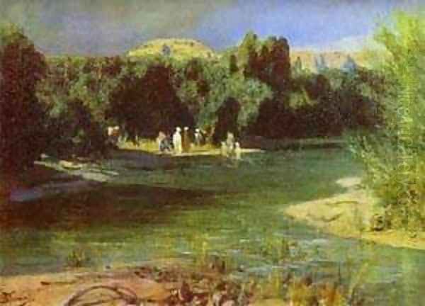 Baptism From The Series The Life Of Christ Oil Painting by Vasily Polenov