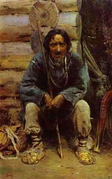 Portrait Of The Narrator Of The Folk Tales Nikita Bogdanov 1876 Oil Painting by Vasily Polenov